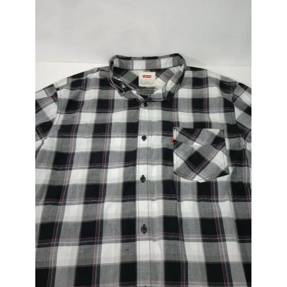 Levis Mens Large Button Up Shirt Plaid Long Sleeve - Picture 7 of 7